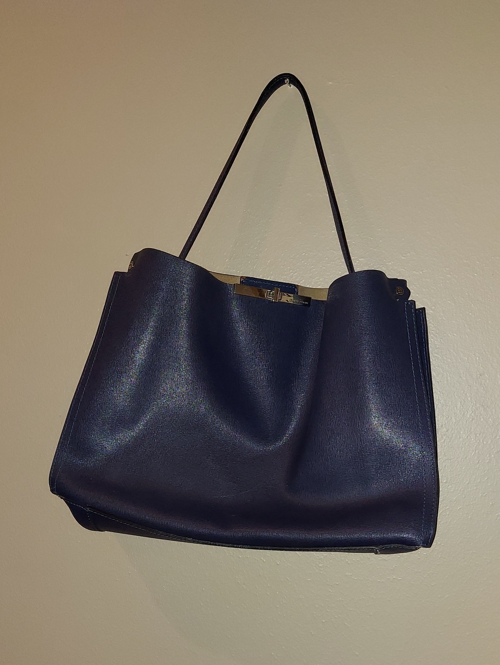 Gianni Chiarini Leather Navy Blue Italian Handbag Tote